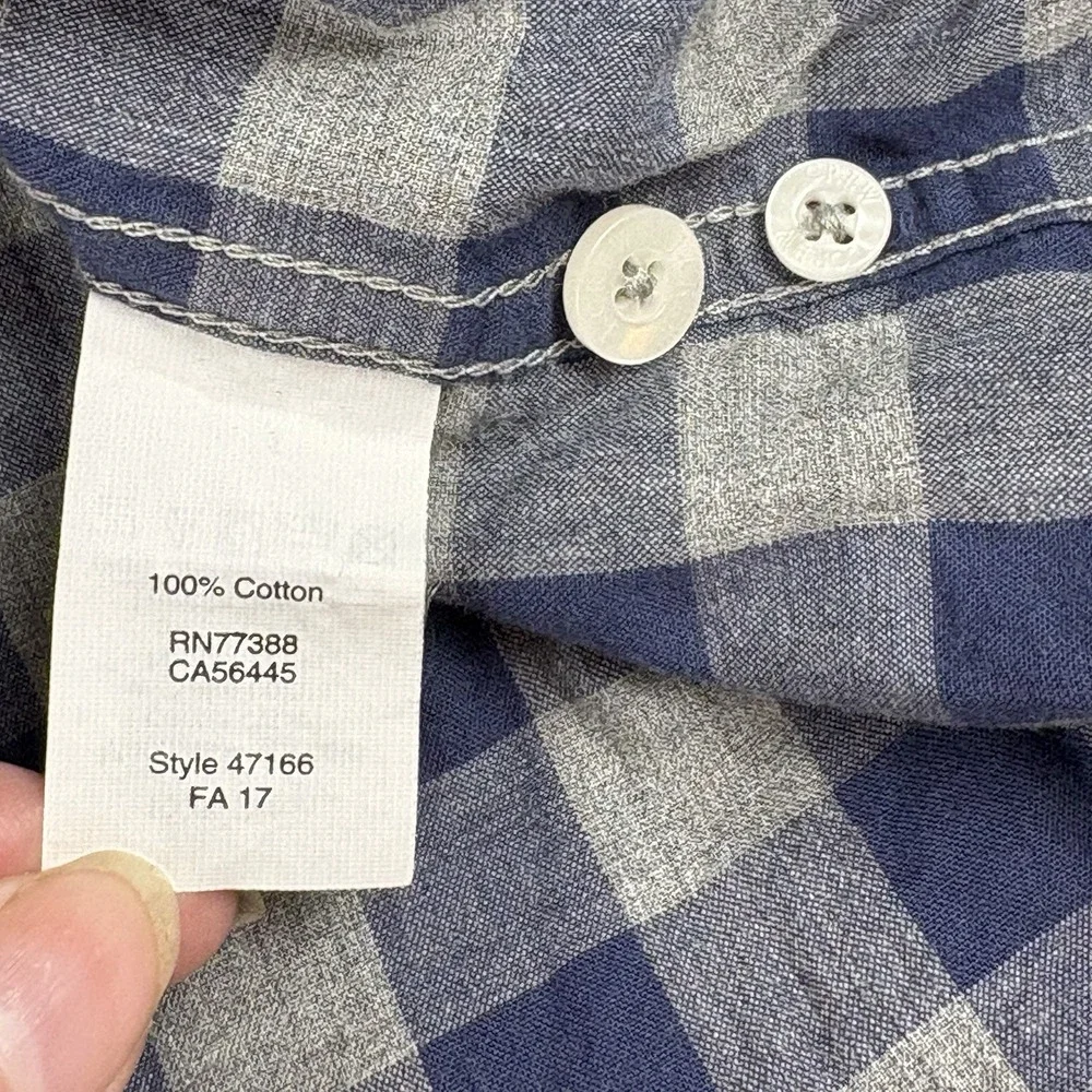 J. Crew Shirt Mens M Blue Gray Gingham Button Classic Preppy Minimalist Academia